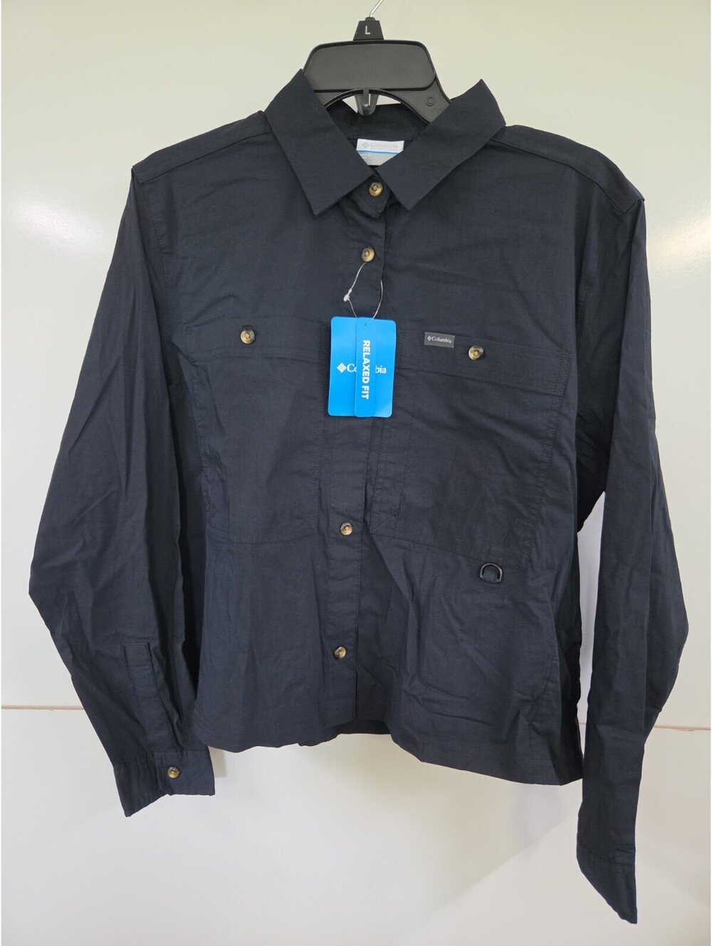 Columbia Brea Falls Women's Black Outdoor Shirt Long Sleeve Lightweight Size M